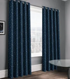 Blackout Curtains Eyelet Stars Navy