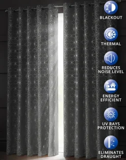 Blackout Curtains Eyelet Moreno Silver by Velosso