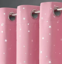 Blackout Curtains Eyelet Stars Pink