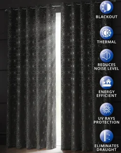 Blackout Curtains Eyelet Moreno Charcoal by Velosso