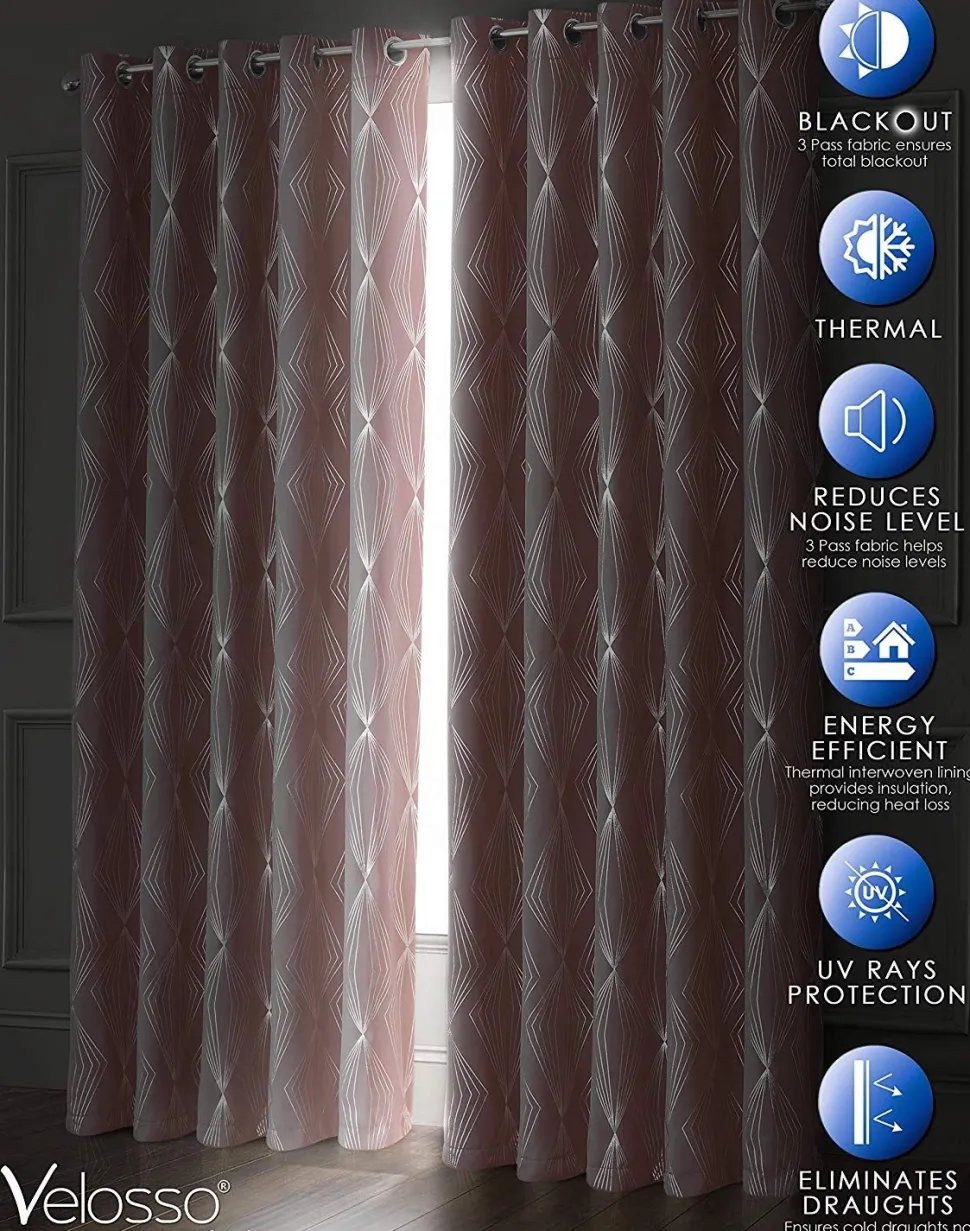 Blackout Curtains Onyx Blush Pink by Velosso