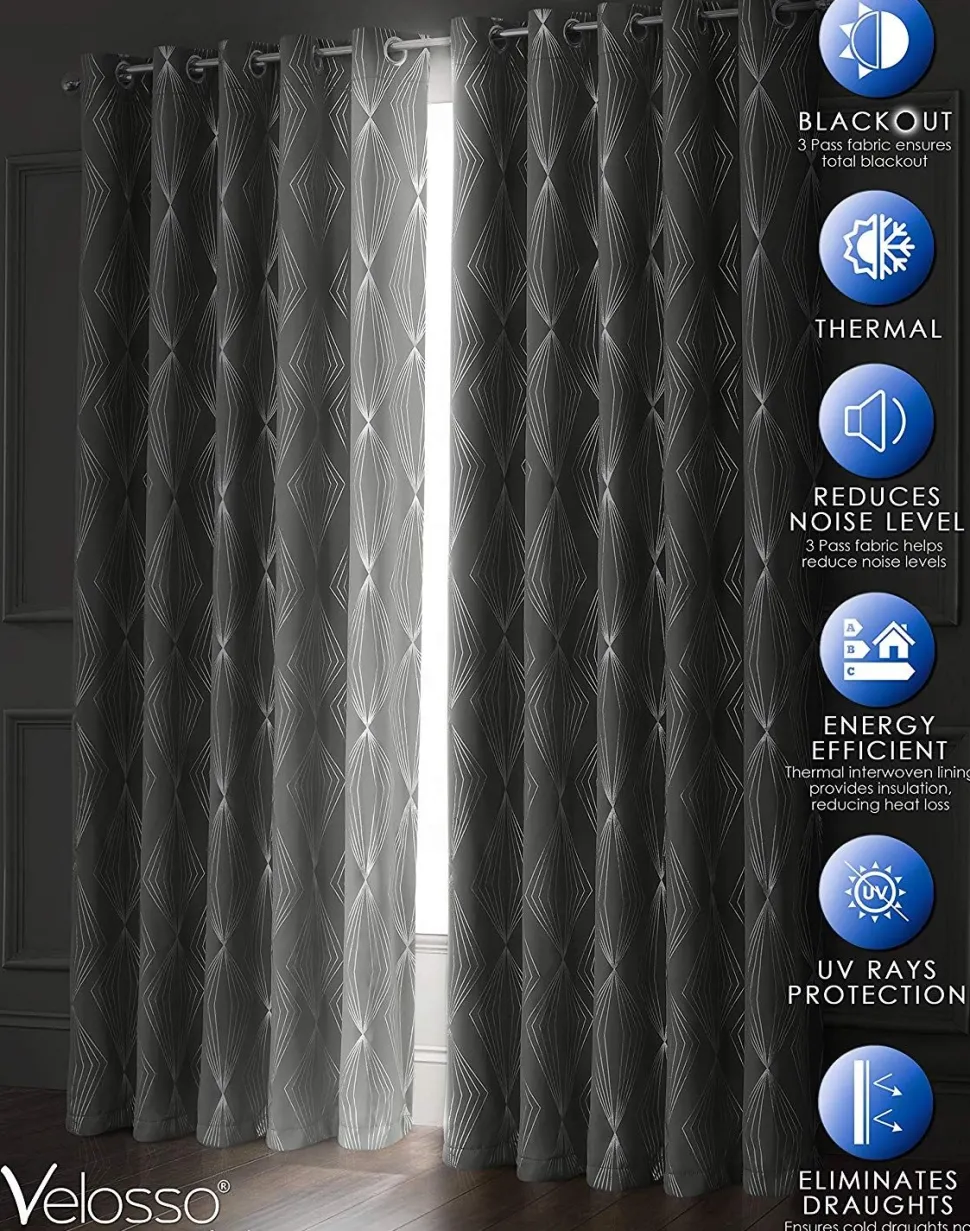 Blackout Curtains Onyx Grey by Velosso