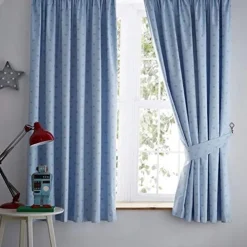 Blackout Curtains Stars Tape Top Blue