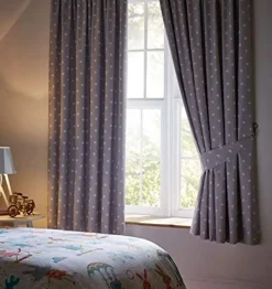 Blackout Curtains Stars Tape Top Grey