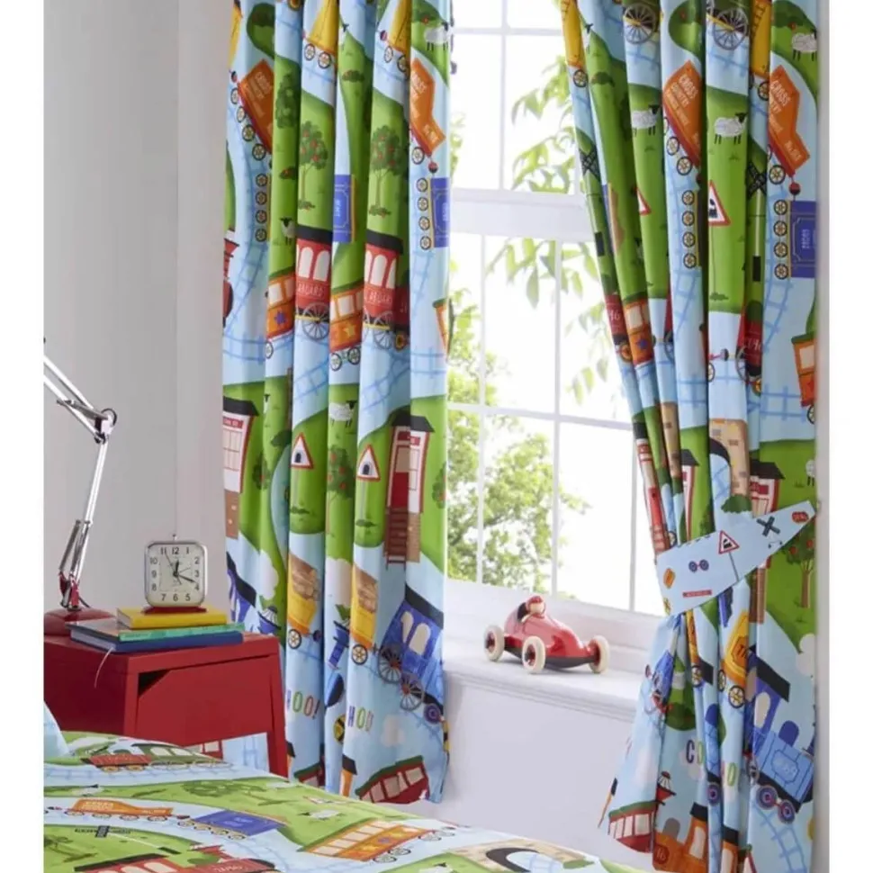 Blackout Curtains Trains Tape Top
