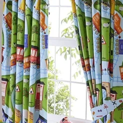 Blackout Curtains Trains Tape Top