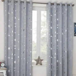 Blackout Eyelet Galaxy Curtains Silver by Dreamscene