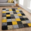 Blocks Shaggy Rug Ochre