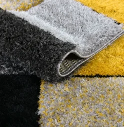 Blocks Shaggy Rug Ochre