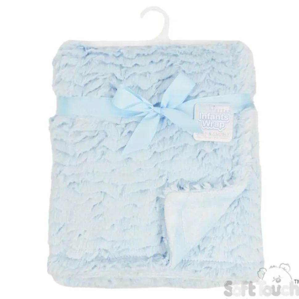 Blue Fluffy Baby Fleece Wrap Blanket