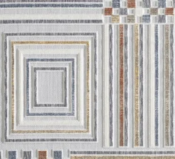 Boho Geometric Squares & Stripes Rug