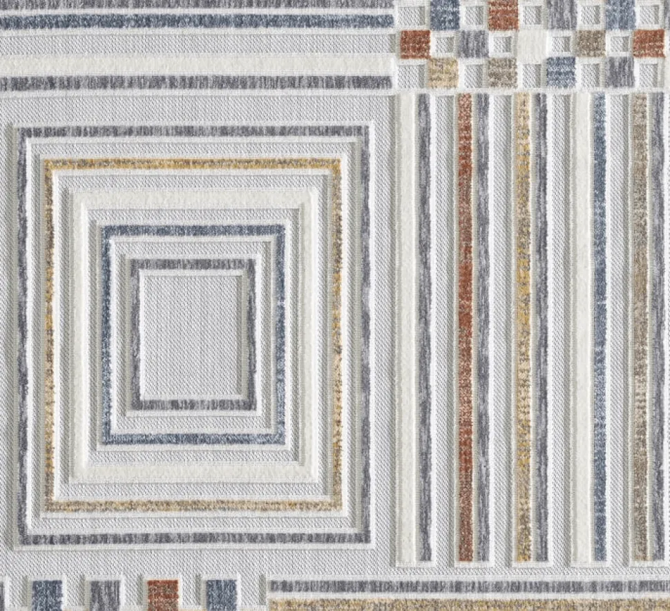 Boho Geometric Squares & Stripes Rug