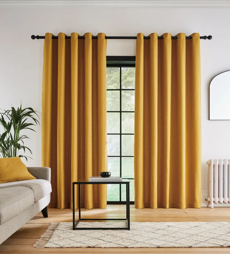 Bondi Eyelet Readymade Curtains Gold 90x90