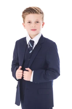 Boys 5 Piece Slim Fit Suit Navy by Vivaki