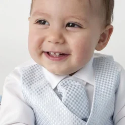 Boys Vivaki Checked 4pc Christening Suit Blue
