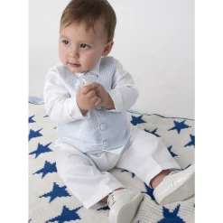 Boys Vivaki Checked 4pc Christening Suit Blue