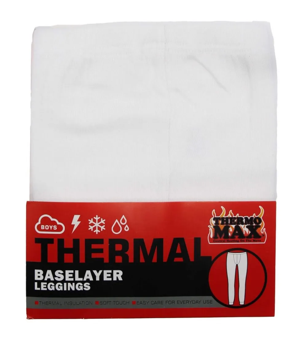 Boys White Thermal Long John Leggings