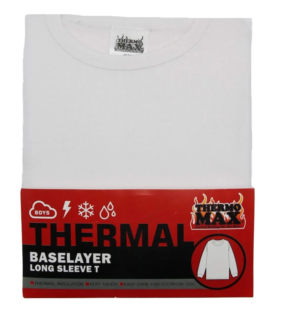 Boys White Thermal Long Sleeve T-Shirt