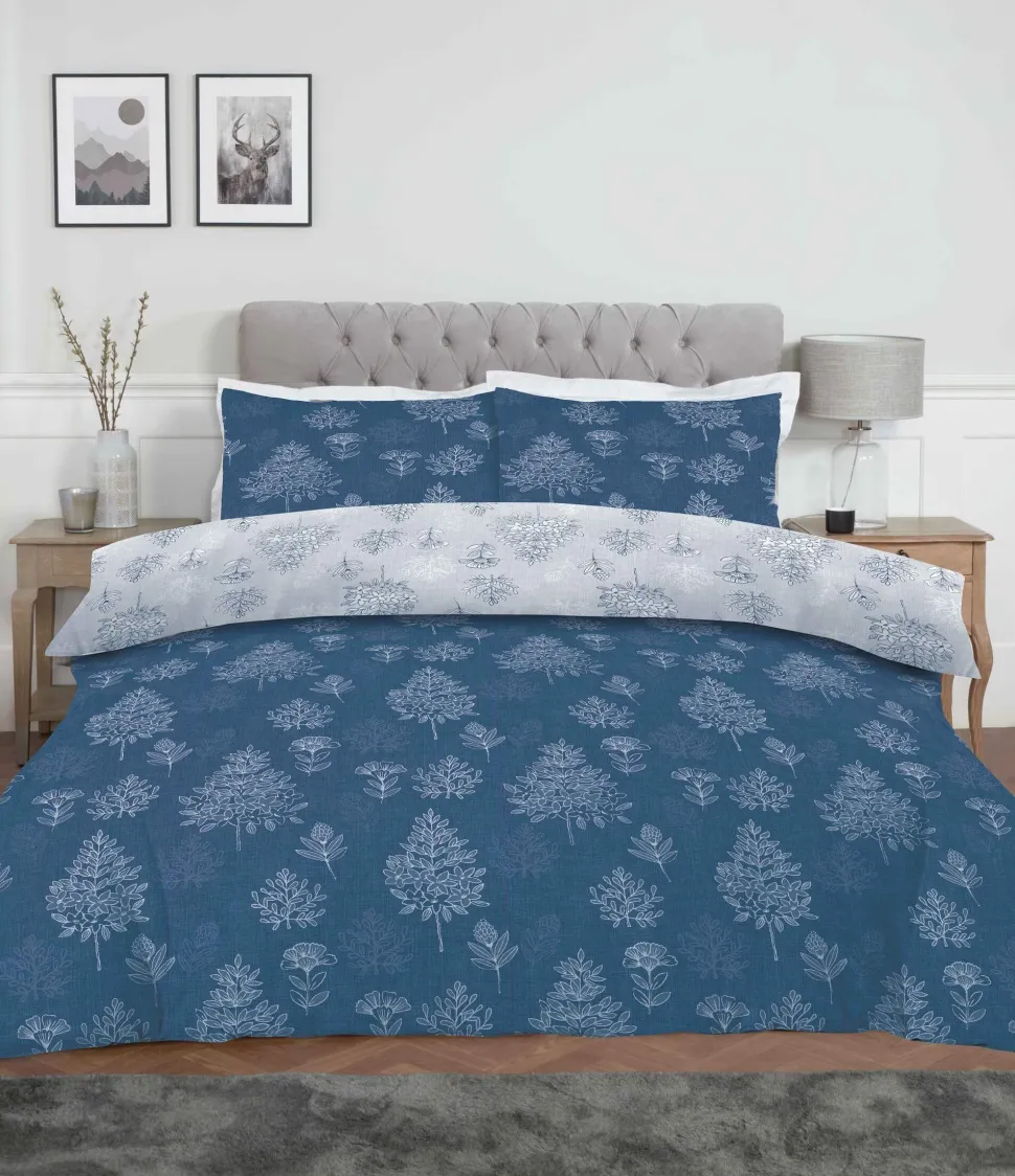Brushed Cotton Duvet Cover Set Freya Blue