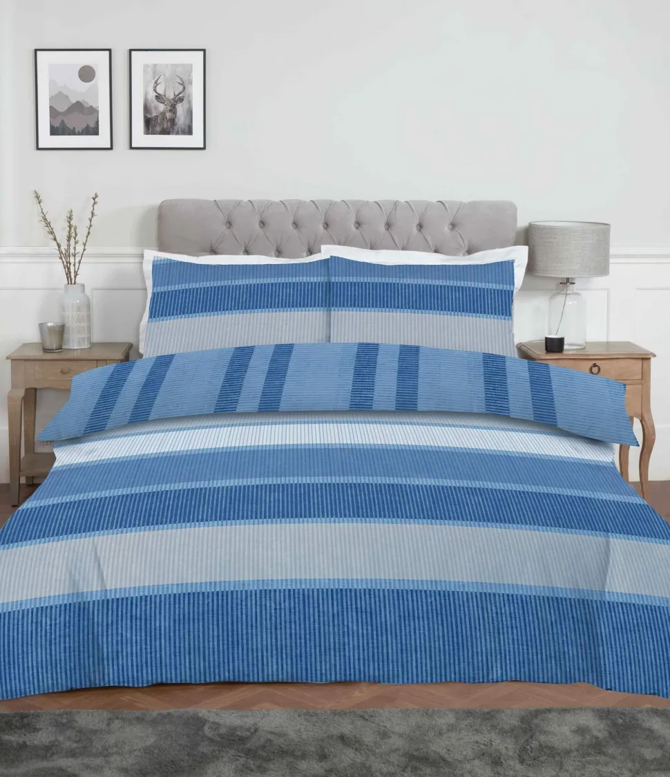 Brushed Cotton Duvet Cover Set Dalton Blue