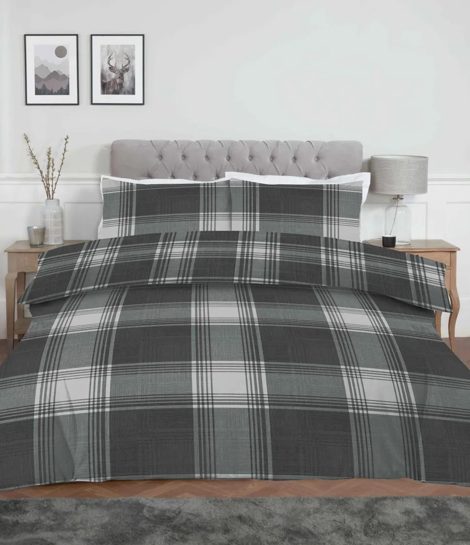 Brushed Cotton Duvet Cover Set Monroe Grey