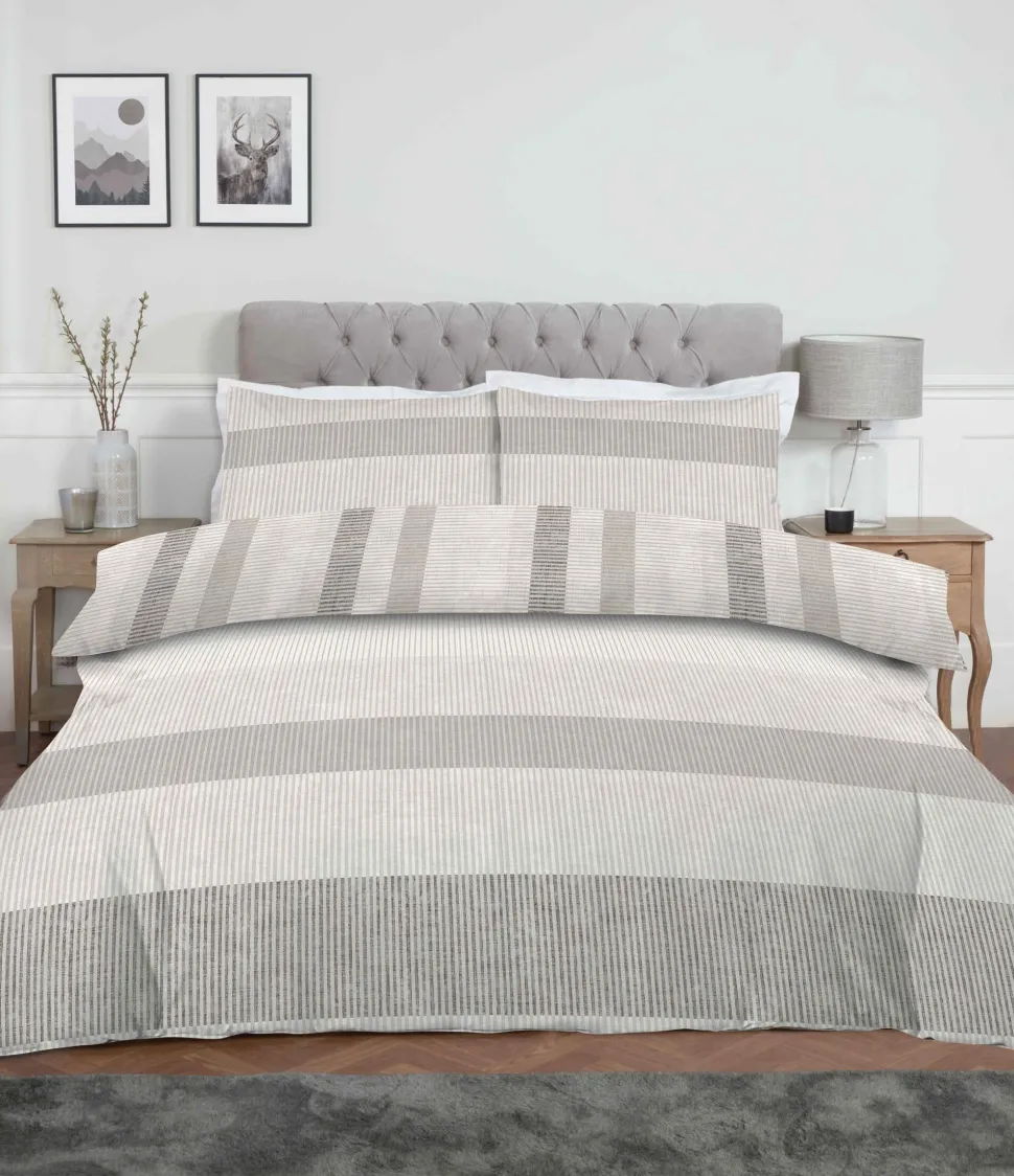 Brushed Cotton Duvet Cover Set Dalton Grey