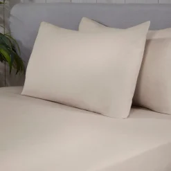 Brushed Cotton Pillowcase Pair Cream by Sleepdown