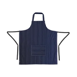 Butchers Bib Apron & Pocket Navy & White Stripe 103-069