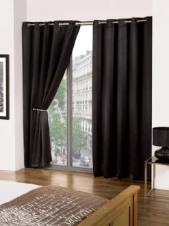 Cali Black Blackout Eyelet Readymade Curtains