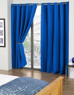 Cali Blue Blackout Eyelet Readymade Curtains