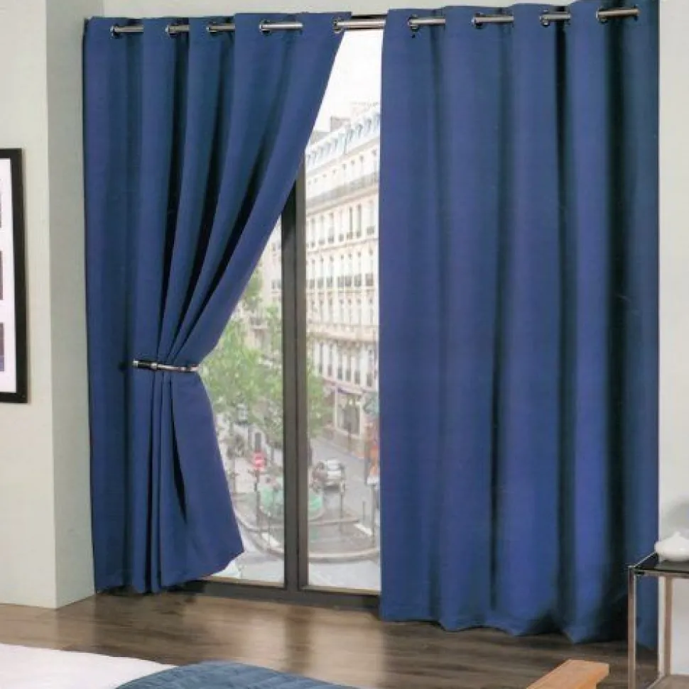 Cali Blue Blackout Eyelet Readymade Curtains