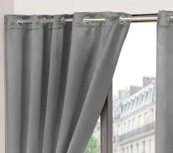 Cali Silver Blackout Eyelet Readymade Curtains