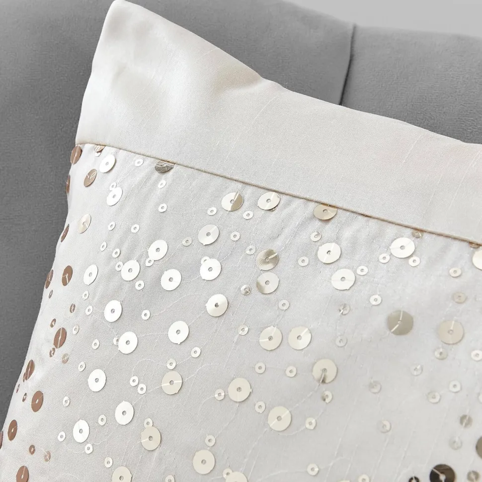 Catherine Lansfield Glitzy Sequin 43x43cm Cushion Cover Natural