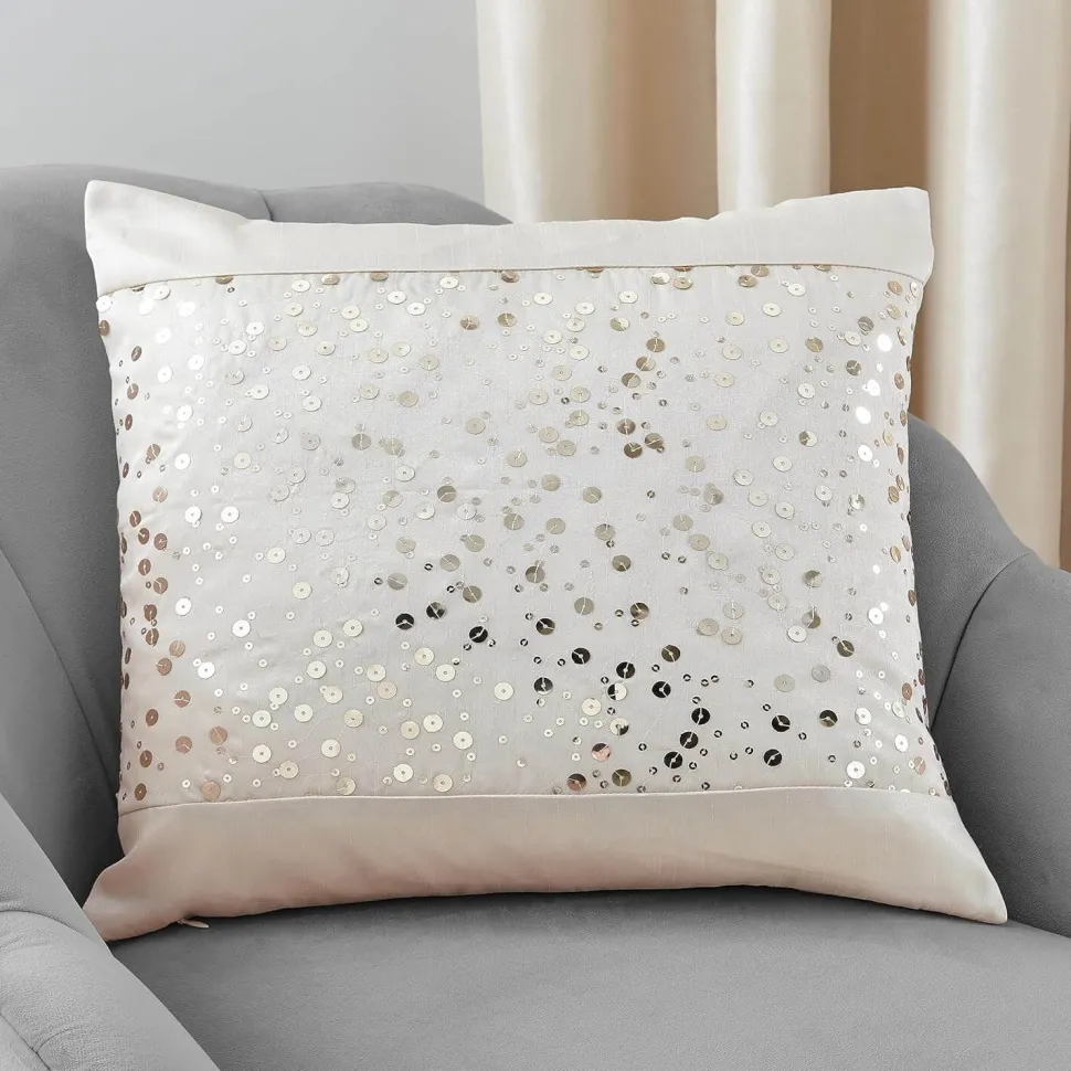 Catherine Lansfield Glitzy Sequin 43x43cm Cushion Cover Natural