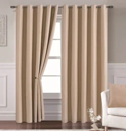 Cavendish Eyelet Readymade Curtains Natural 66x72
