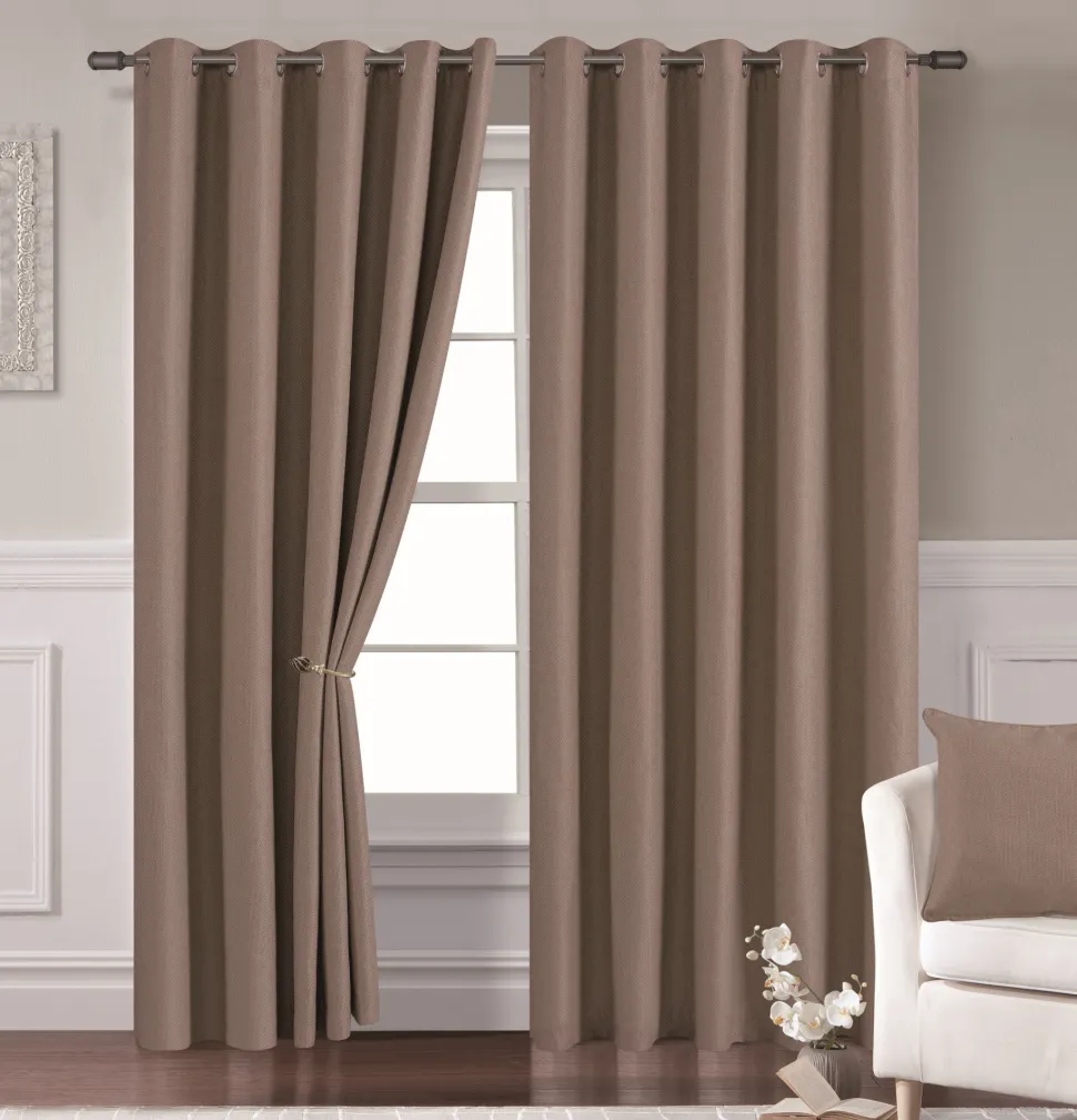 Cavendish Eyelet Readymade Curtains Taupe 90x90