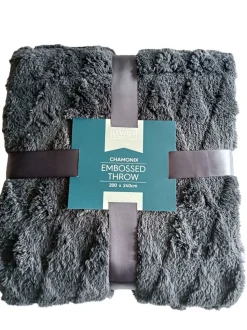Chamonix Embossed Throw Charcoal