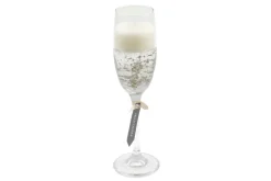 Champagne Glass Silver Confetti Jelly Candle - 18cm