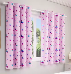 Charm Metallic Unicorn Kids Eyelet Readymade Curtains