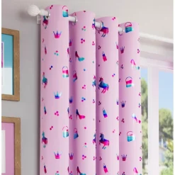 Charm Metallic Unicorn Kids Eyelet Readymade Curtains