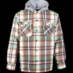 Check Fleece Men's Hooded Shirt Green