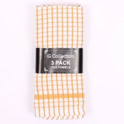 Check Tea Towels Yellow 3 Pack