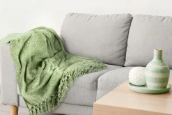 Chenille Throw Green