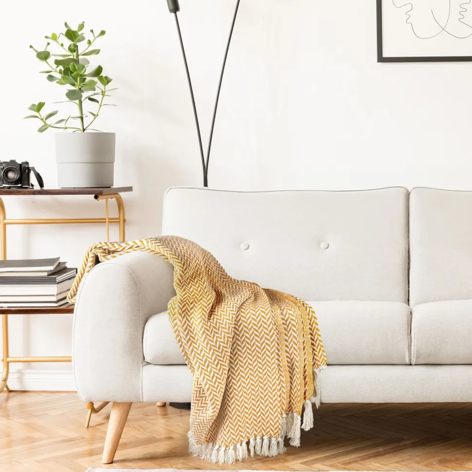 Cherokee Recycled Cotton Throw - Ochre
