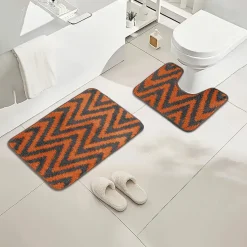 Chevron Stripe Bath Mat Set Orange
