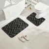 Chevron Stripe Bath Mat Set Charcoal