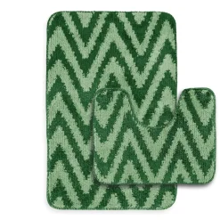 Chevron Stripe Bath Mat Set Green