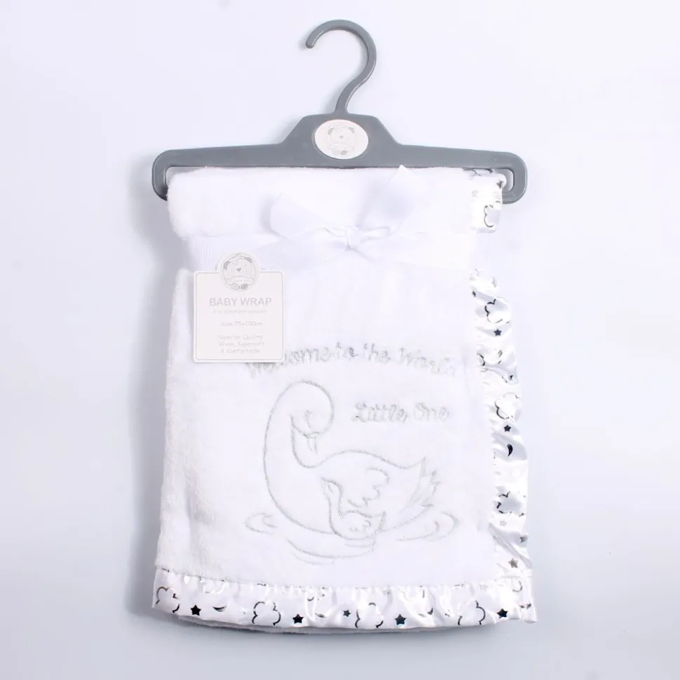 Christening Blanket Wrap Little One White