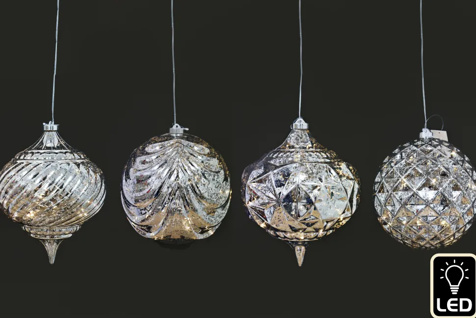 Christmas Lights Silver LED Bauble 20cm