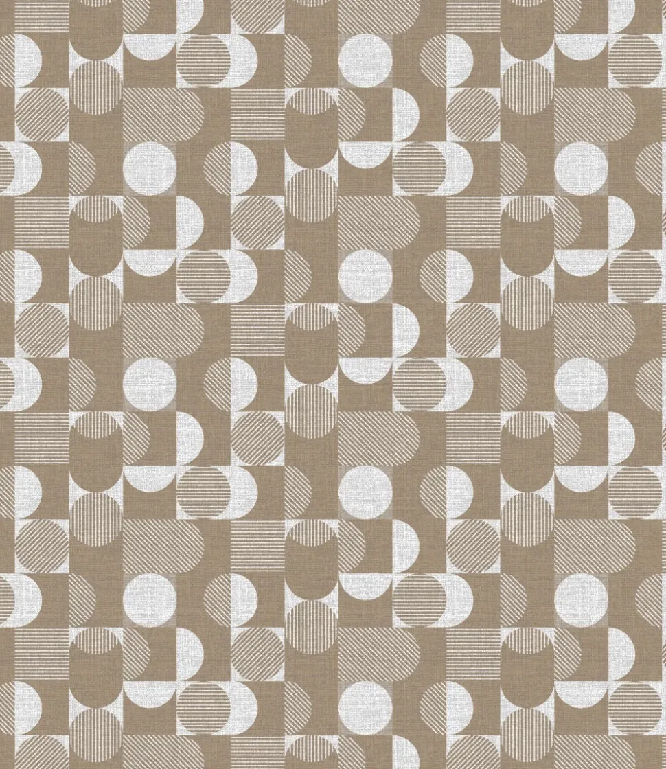 Circle Beige Oil Cloth 1219-1 - Price by the metre